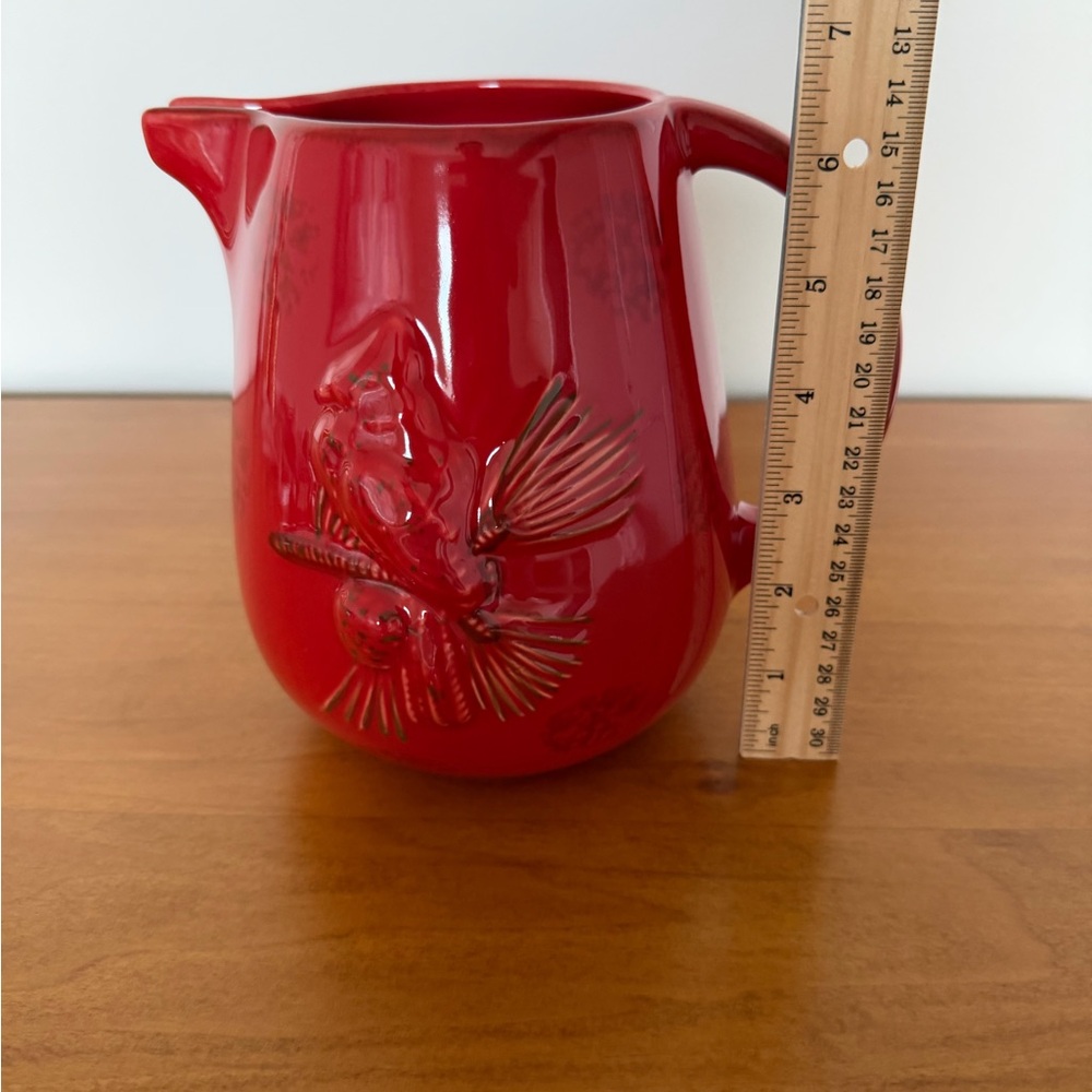 Teleflora Red Cardinal Ceramic Pitcher/Vase with Bird Design - Picture 11 of 12